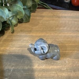 Vintage Salzburg Miniature Ceramic Baby Elephant Figurine Gray. 1” x .5”